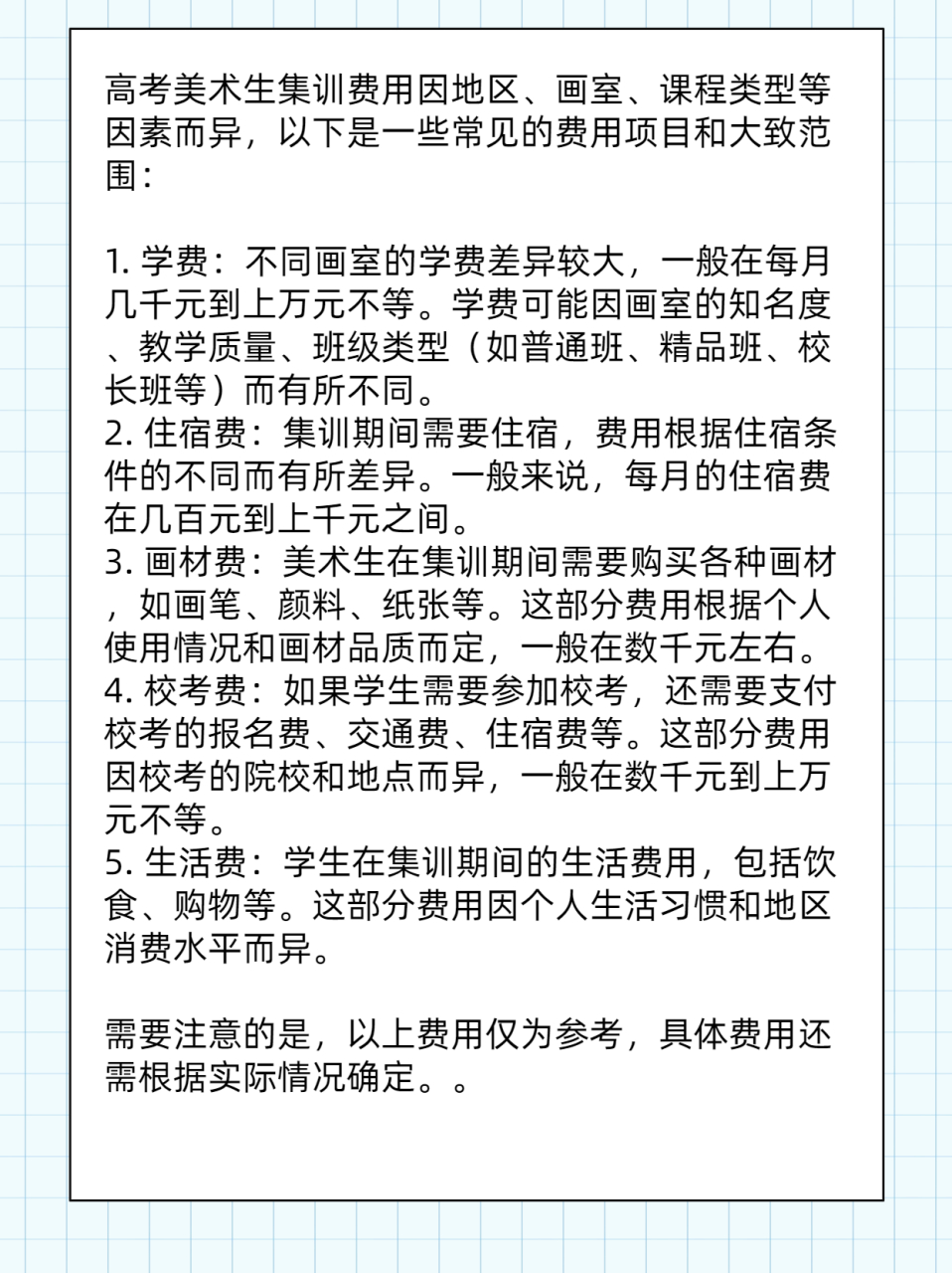 美術生高三集訓費用-圖1