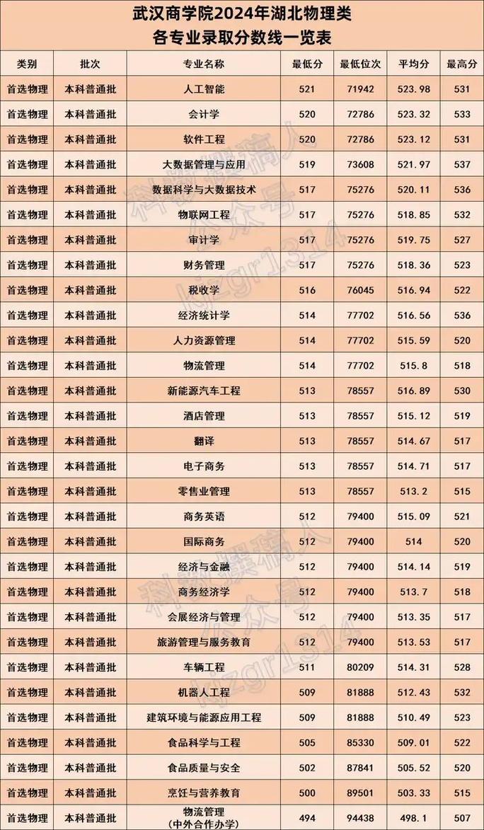 武漢商學院2024年錄取分數線-圖1