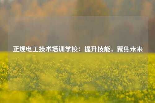 正規電工技術培訓學校：提升技能，聚焦未來-圖1