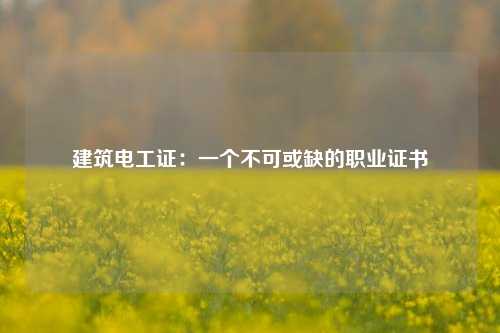 建筑電工證：一個不可或缺的職業(yè)證書-圖1