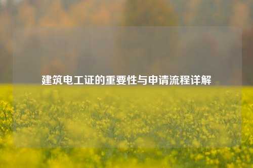 建筑電工證的重要性與申請流程詳解-圖1