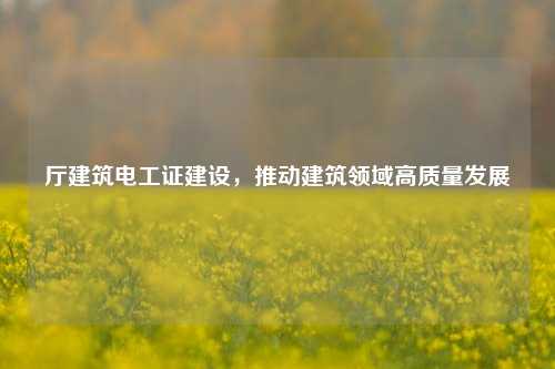 廳建筑電工證建設，推動建筑領域高質量發展-圖1